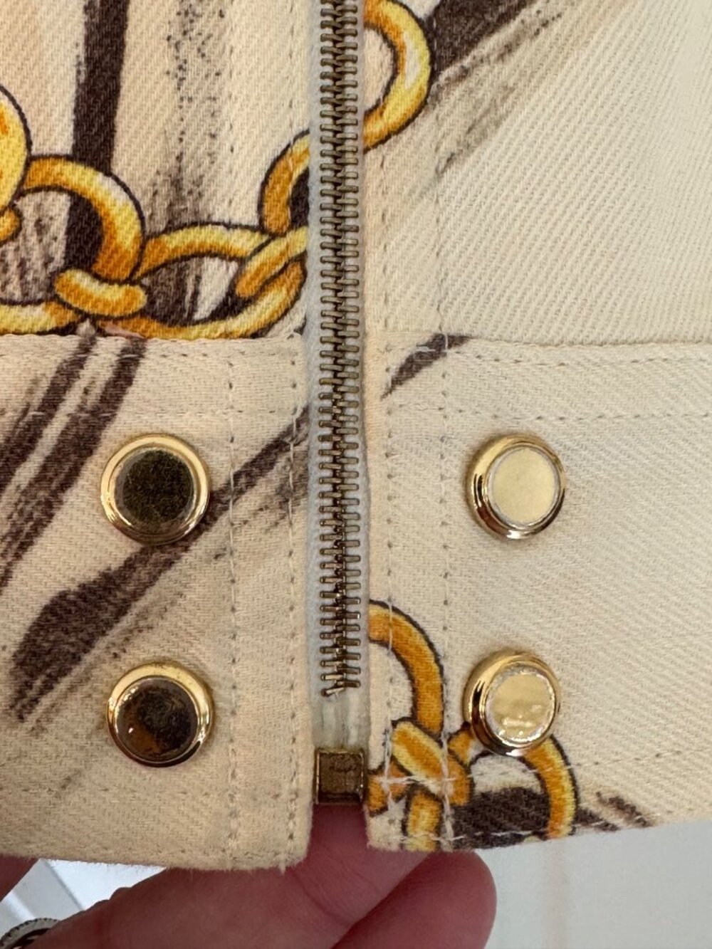 St. John Sport By Marie Gray Palm & Chain Print Jacket Zip-Up Pockets Made In US - Picture 7 of 16